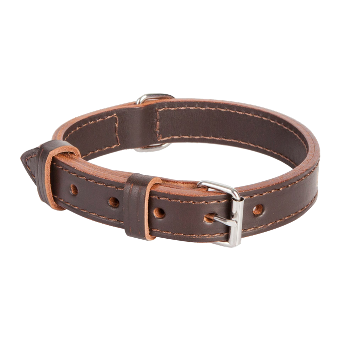 Dvojna usnjena ovratnica Classic Dingo – rjava