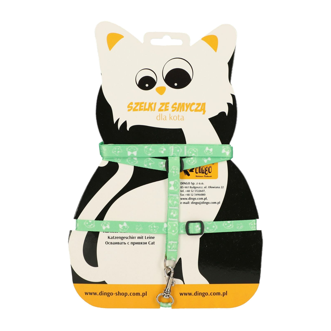 Komplet Fun za mačke: oprsnica + povodec 110 cm Dingo – zelena