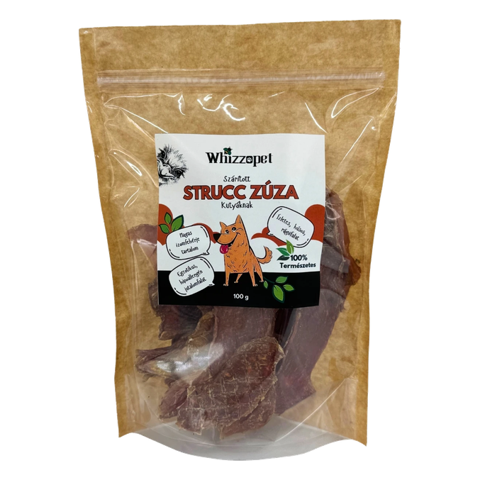 Zračno sušen nojev mišični želodec za pse Whizzopet (100 g)