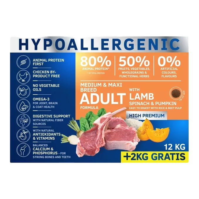 Dog Vital Hypoallergenic Adult Medium & Maxi Lamb suha hrana 12+2 kg – slika 3