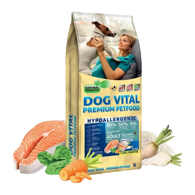 Dog Vital Hypoallergenic Adult Medium & Maxi Salmon suha hrana za pse 12+2 kg