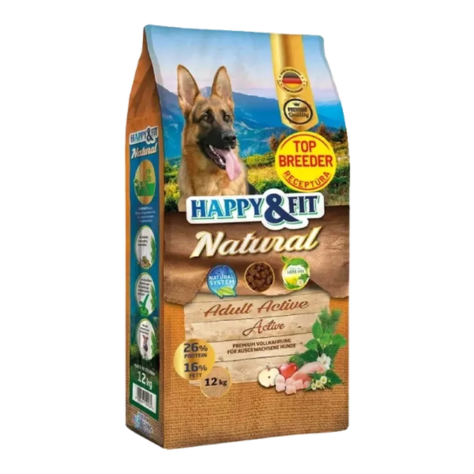 Happy&Fit Natural Adult Active suha hrana za aktivne pse 12 kg – slika 2