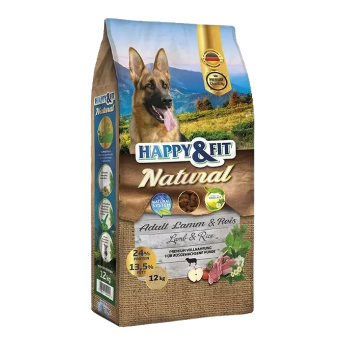 Happy&Fit Natural Adult Lamb & Rice suha hrana za pse 12 kg – slika 2