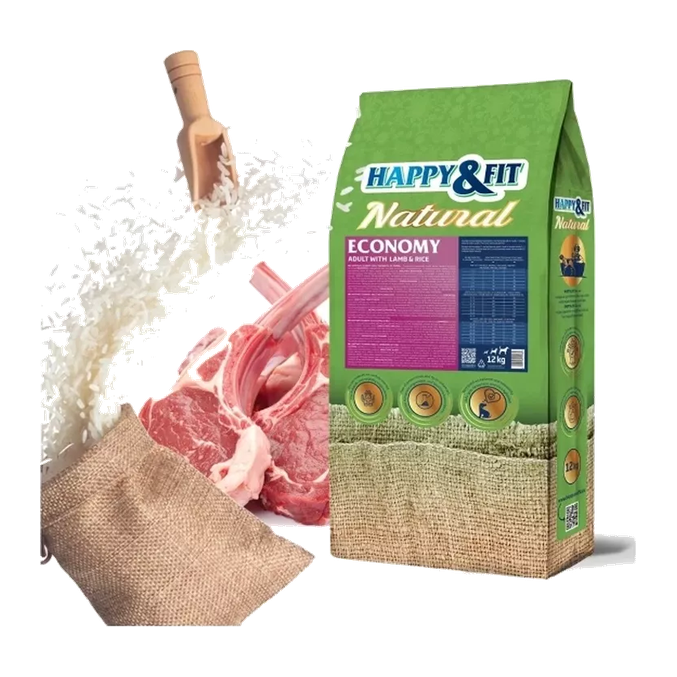 Happy&Fit Natural Economy Adult Lamb & Rice suha hrana za pse 12+2 kg – slika 2