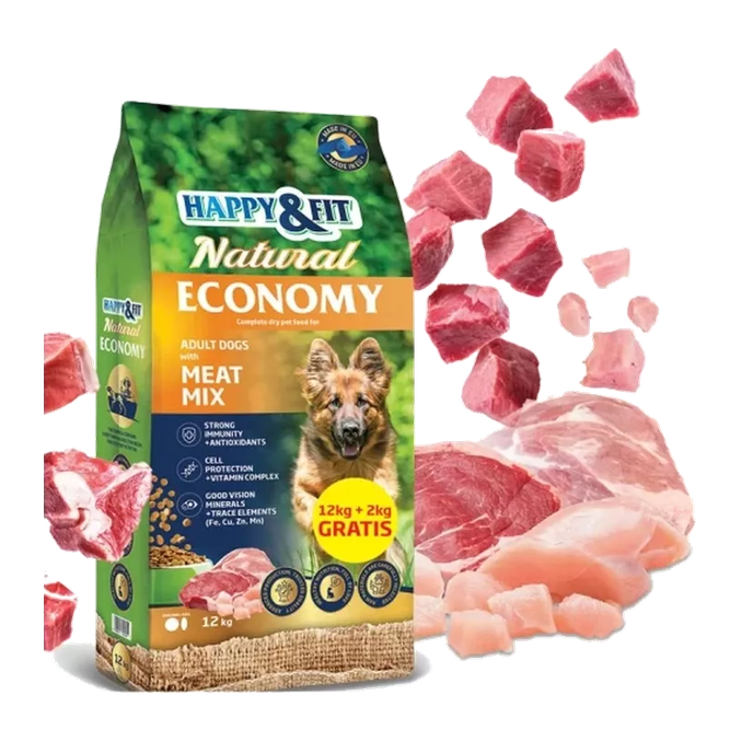 Happy&Fit Natural Economy Adult suha hrana za pse 12+2 kg