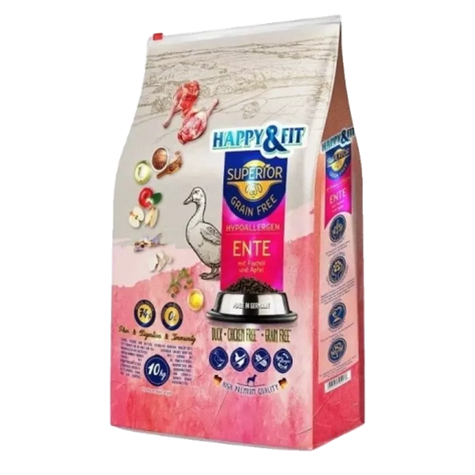 Happy&Fit Superior Hypoallergenic Duck suha hrana za pse 10 kg – slika 2