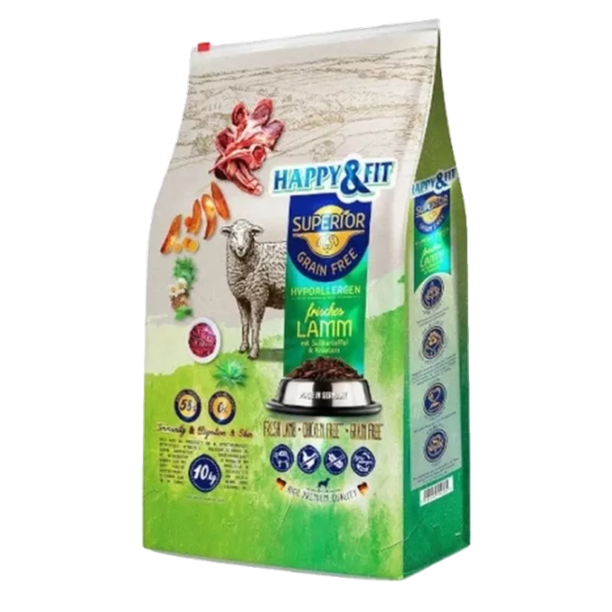 Happy&Fit Superior Hypoallergenic Grain-Free Lamb suha hrana za pse 10 kg