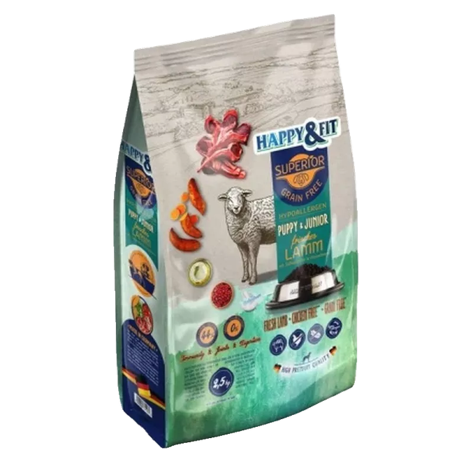Happy&Fit Superior Puppy & Junior Grain-Free Lamb suha hrana 2,5 kg – slika 2