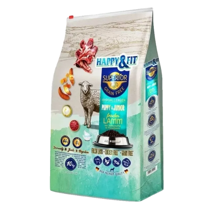 Suha hrana za mlade pse Happy&Fit Superior Puppy & Junior Grain-Free Lamb 10kg - slika 2